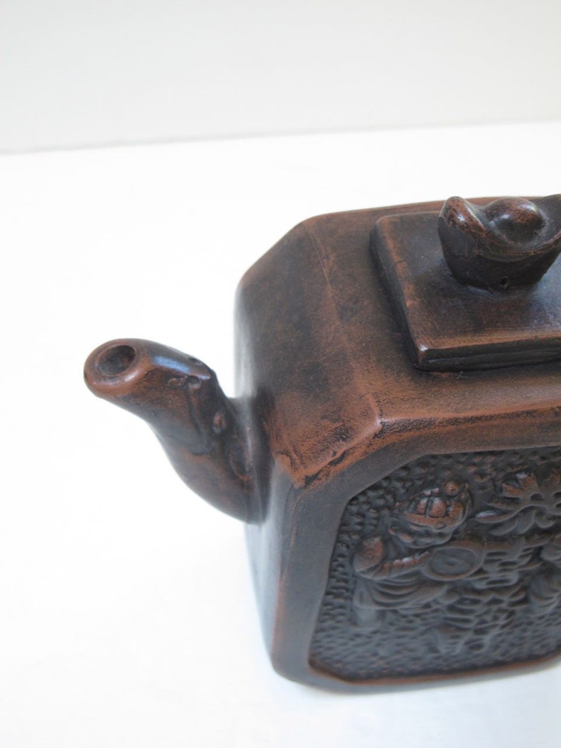 Antique Asian Teapot Square Chinese Xixing Tea Pot Laughing Etsy
