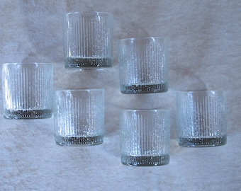 Mid Century Sherry Glasses Set 6 Tapio Wirkkala Small Cocktail Glasses Littala Glass Drinkware Retro Barware Tree Bark Crystal Ice glass
