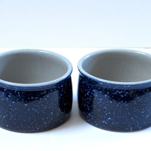 Deep Blue Speckled Pottery Mugs Large Ceramic Cups Extra Large set Mug French Onion Soup Bowl Noodle Broth Bowl Dark Indigo Blue Cobalt Blue image 1