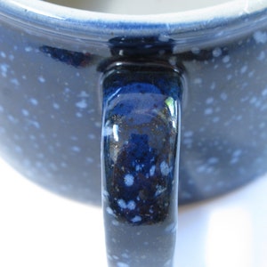 Deep Blue Speckled Pottery Mugs Large Ceramic Cups Extra Large set Mug French Onion Soup Bowl Noodle Broth Bowl Dark Indigo Blue Cobalt Blue image 10