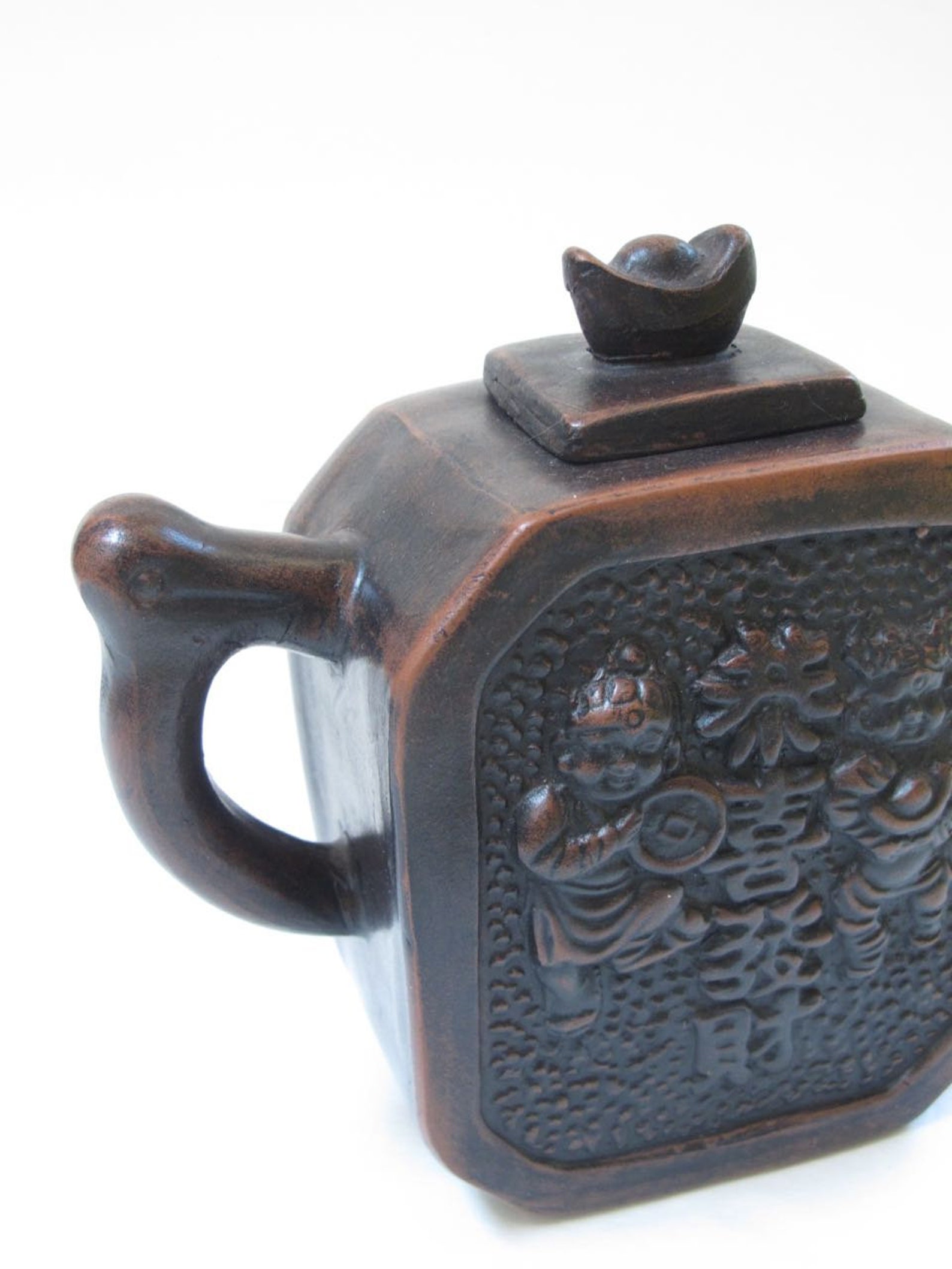 Antique Asian Teapot Square Chinese Xixing Tea Pot Laughing Etsy