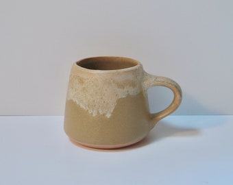 Mid Century Ceramics Coffee Mug Art Pottery Studio Pottery Mug Vintage Pottery Mug Tea Mug 70s Matte Glaze Mustard Yellow Brown