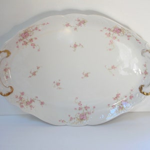 21 Antique French Limoges Platter Large Shabby Chic Platter Pink Floral Christmas Ironstone Platter Limoges France French Country Platter image 7