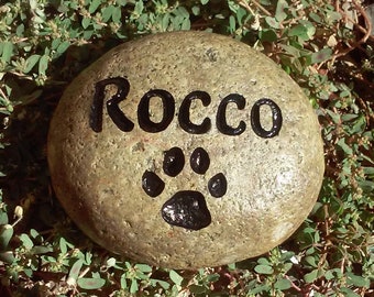 Personalized pet memorial stone - Engraved natural river rock - garden memorial gift for pet loss