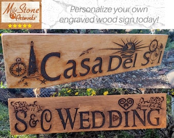 Custom engraved wood signs, established sign, wedding or anniversary gift, backyard or garden décor, personalize your sign, Christmas Gift