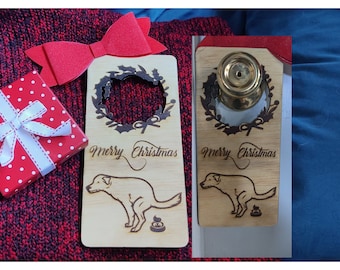 Pooping dog door hanger an gag gift, secret Santa