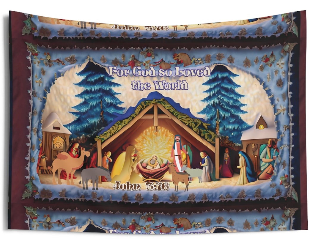 Indoor Wall Tapestries, Christmas Nativity, Nativity Wall Art, Holiday