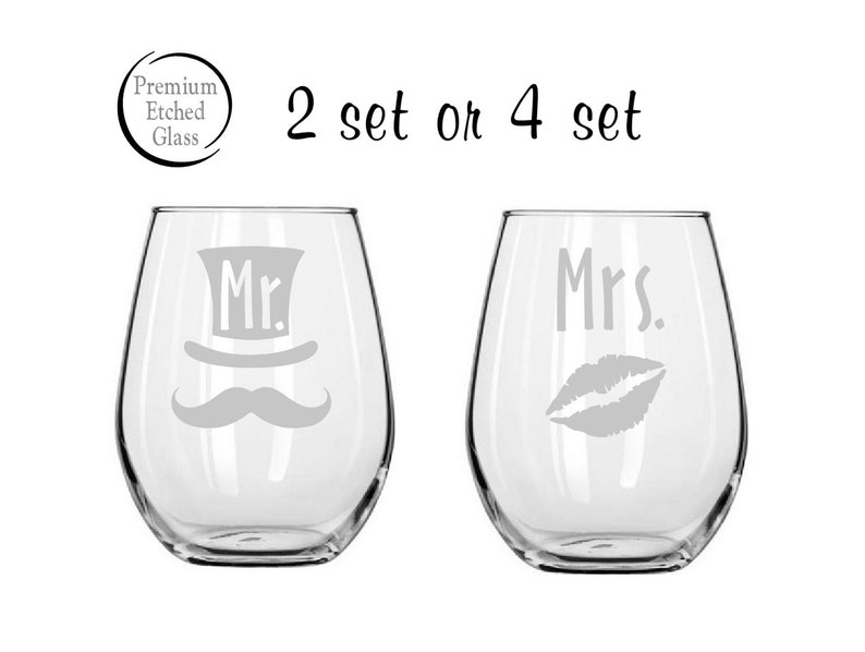 Mr and mrs wine glasseswedding glassesEtched wine Etsy