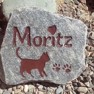 Personalized pet memorial stone - Engraved natural river rock - garden memorial gift for pet loss