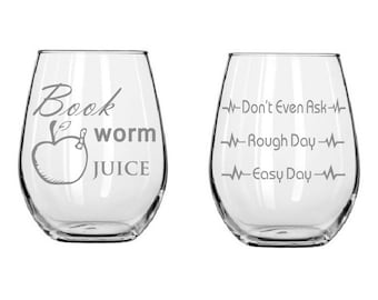 funny teacher wine glass Bookworm juice glass, Christmas gifts