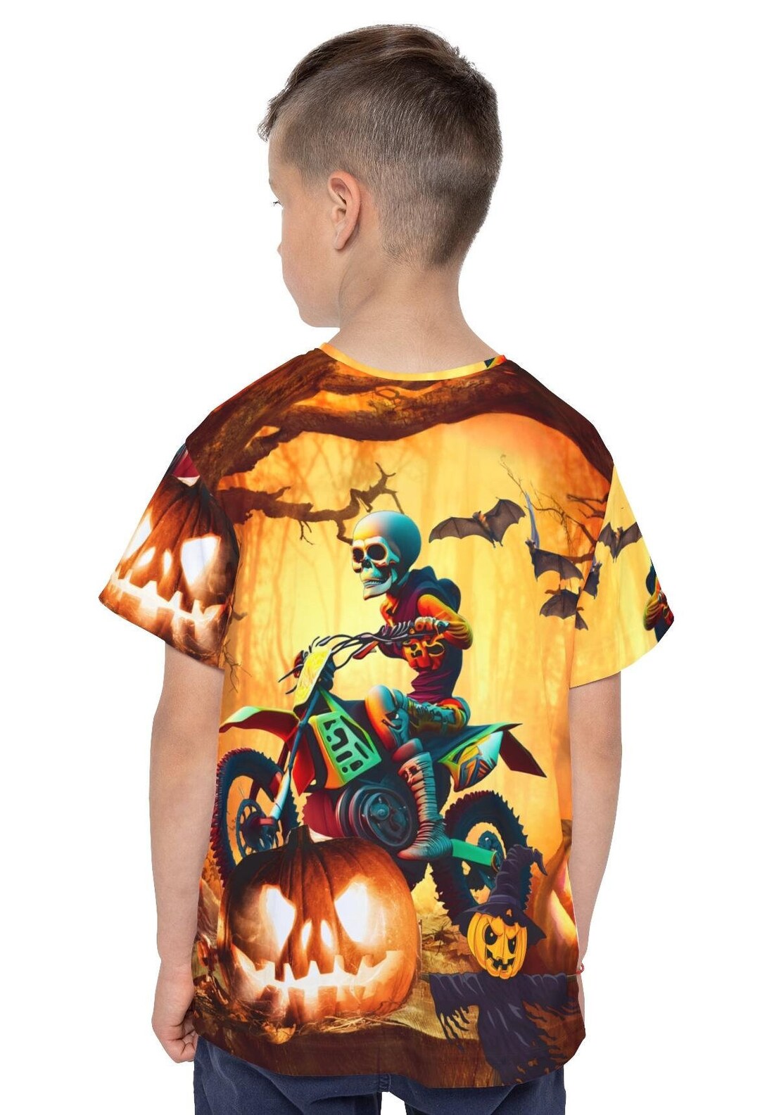 Spooky Skeleton Dirt Bike Rider Halloween Shirt, All Over Print ...