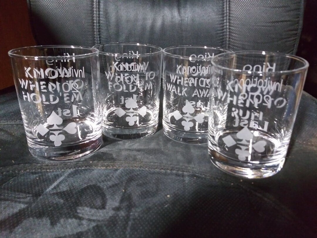 Custom Etched Whiskey Glasses Set, Engraved Poker Whiskey Glasses Mens ...