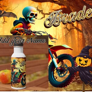 personalized Halloween water bottle, skeleton tumbler wrap, kids cups, Stainless Steel Water Bottle for Trick or treating, Halloween gift
