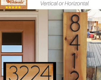 Wood Address Sign with metal numbers, Address Signs, New Home Gift, Modern House Numbers, Cedar Board Address Plaque, gift from realtor