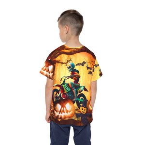 Halloween Kids Shirt, Skeleton shirt, all over print dirt biking shirt, motocross skeleton, spooky shirt fall season, custom racing jersey image 7