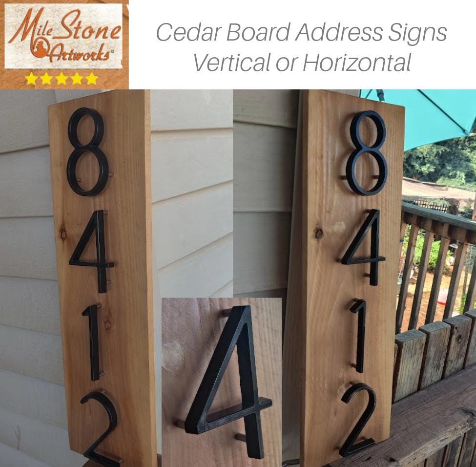 Address Board Wood Address Sign With Metal Numbers, Address Signs, New Home Gift ...