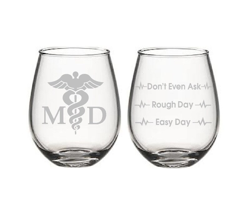 Medical Doctor or DVM Gifts Etched Stemless Wine Glasses With Etsy