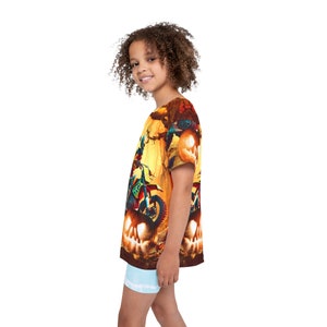 Halloween Kids Shirt, Skeleton shirt, all over print dirt biking shirt, motocross skeleton, spooky shirt fall season, custom racing jersey image 9