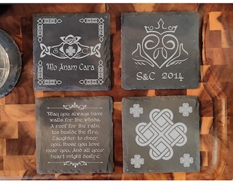 Irish gifts, coaster sets, mo anam cara personalized monogram coasters, gift for couples