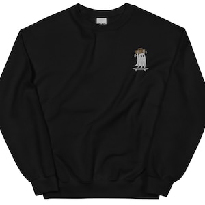 Spooky Ghost Sweatshirt, embroidered cute ghost sweatshirt, Halloween Crewneck Sweatshirt Womens or mens, Fall Sweatshirt