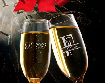 personalized champagne flutes, bride and groom champagne glasses, engagement gifts, wedding glasses, etched glasses, select 2 for a set