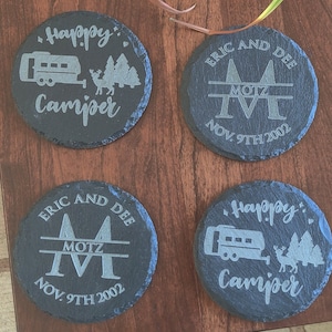 personalized monogram coasters, Father's Day or Mother's day gifts, wedding anniversary gifts, gift for couples, custom coaster sets