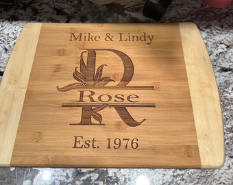 monogram personalized cutting board and engraved coasters, wedding or anniversary gift, Christmas gift for couples.