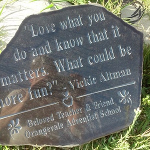 Engraved memorial stones for the garden or as a Family, wedding, or Christmas Gifts