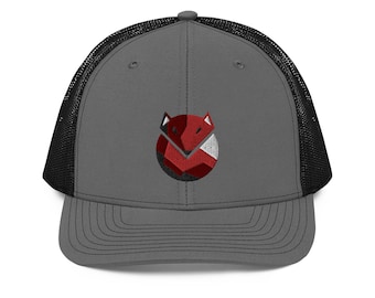 Fox gifts, Fox hat Mesh Back Snapback, trucker hat for dad, Father's Day hat with fox on it, Handmade Embroidered Dad Cap or ladies cap