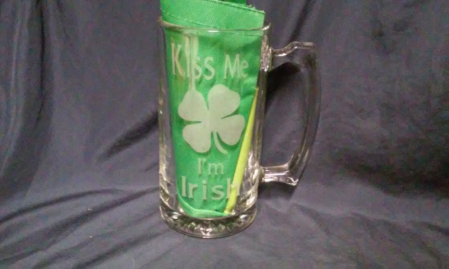 McGillick Irish Coat of Arms Glass Beer Mug (Sand Etched)