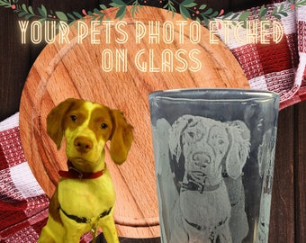 Personalized Pet Photo Glass, Engraved Etched Glass, Pet Portrait Glass, Pet Sympathy Gift, Photo on Glass, Custom Pet Photo, Pet Lover Gift