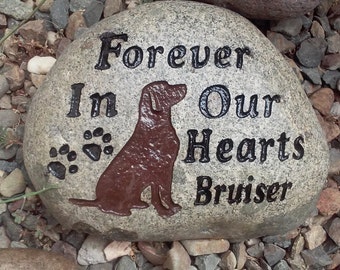 personalized pet memorial stone-pet memorial gift-custom natural Stone grave marker for garden