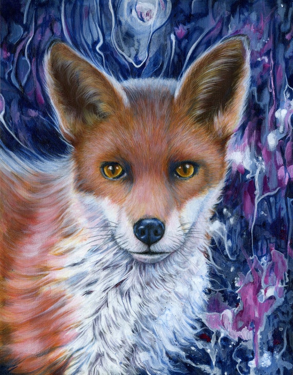 Items similar to Fox Spirit art print, animal painting, spirit animal