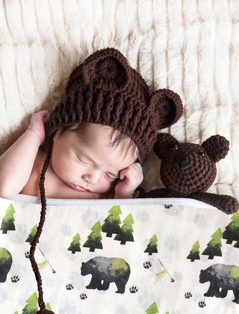 FOREST BEAR Muslin Swaddle Blanket Bear Blanket Baby Wrap Etsy
