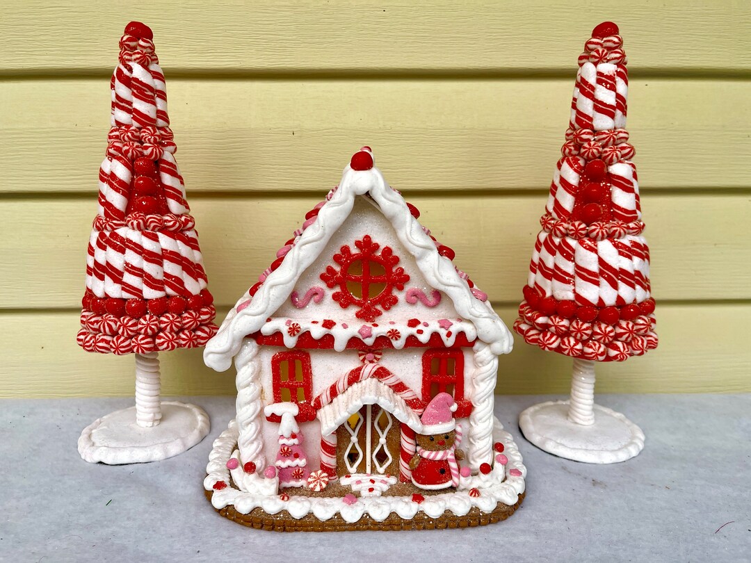 Gingerbread House Led Light Tiered Tray Xmas Decor Clay Etsy