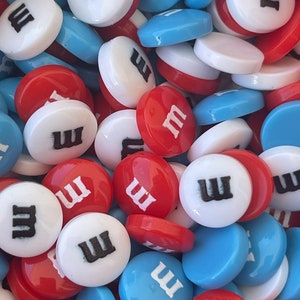 Fake 4th July candy Independence mix inspired M&M faux candy cabochons fake bake supplies fake bake topping candy prop