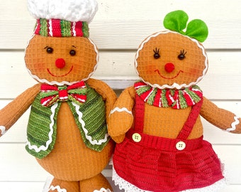 Peppermint Plush Gingerbread Boy Girl Candy Lollipop Shelf Sitter ...