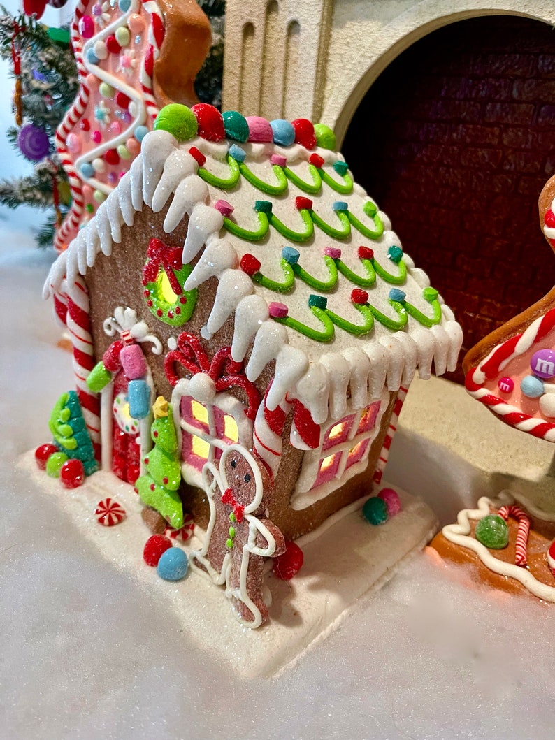 Clay Gingerbread House LED Lightxmas Prop Xmas Decor Table Top Etsy