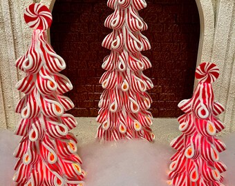 Gingerbread Peppermint Tree Battery Led Lights Gingerbread Gingerbread Village Faux Candy Peppermint Tree Xmas Decor Table Top Mantel