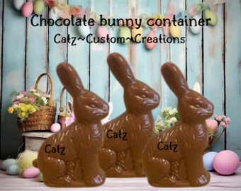 6.25"Chocolate Bunny Rabbit shaped Plastic Container Figural Fake Chocolate Bunny Rabbit Shaped Easter Plastic Candy Container