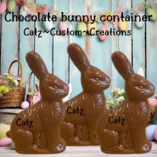 6.25"Chocolate Bunny Rabbit shaped Plastic Container Figural Fake Chocolate Bunny Rabbit Shaped Easter Plastic Candy Container