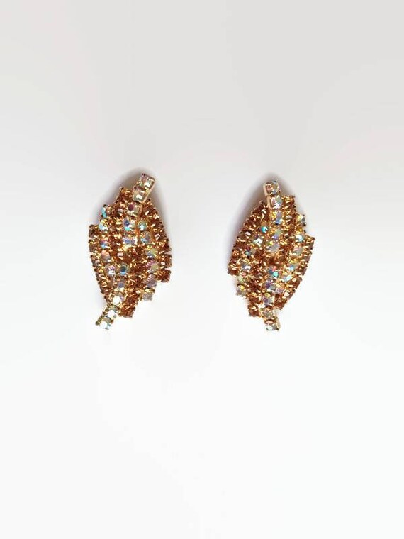 Sparkling Rhinestone Earrings - vintage clip on cr