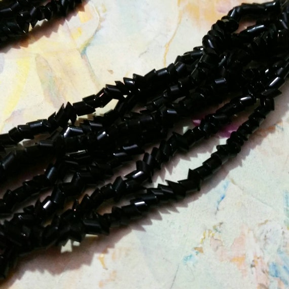 Sparkly Black Beaded Necklace - multi stand glass… - image 5