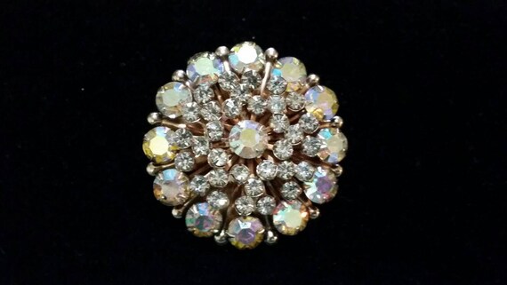 Large Aurora Crystal Cluster Brooch - vintage rhi… - image 5