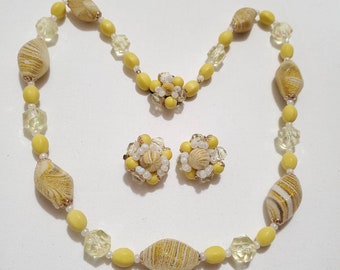 Yellow Necklace and Earrings