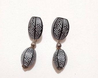 Carved Beaded Earrings