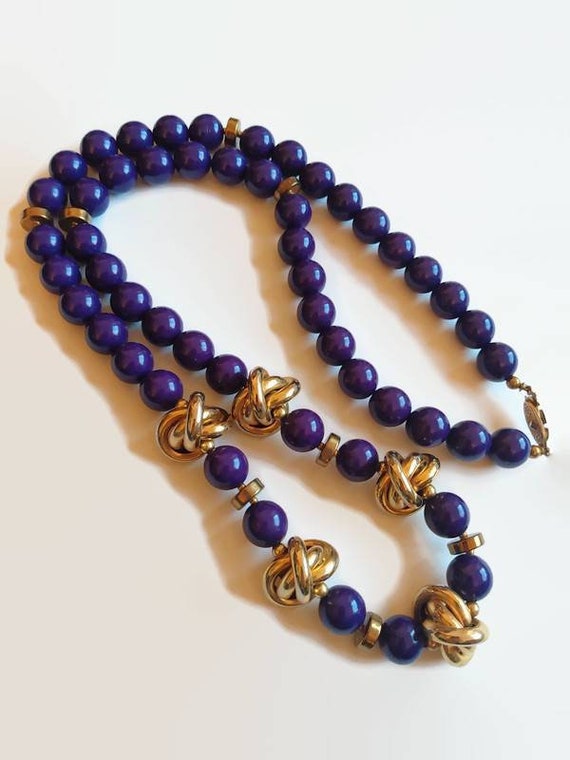 Purple Beaded Long Necklace vintage