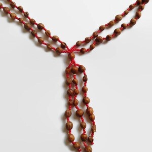 Seed and Bead Necklace - vintage beaded red brown