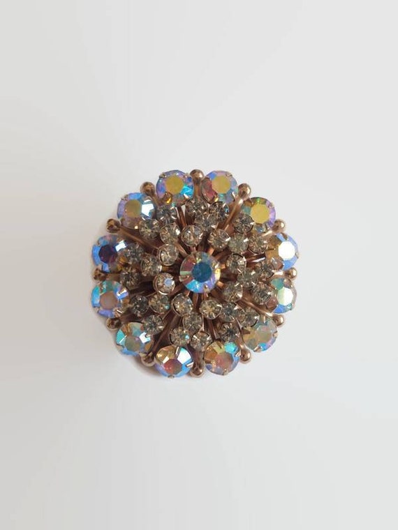 Large Aurora Crystal Cluster Brooch - vintage rhi… - image 1