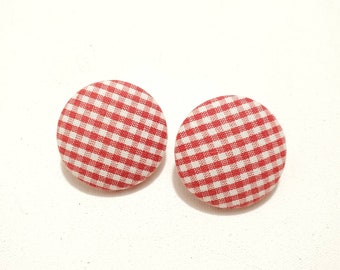 Large Gingham Button Earrings